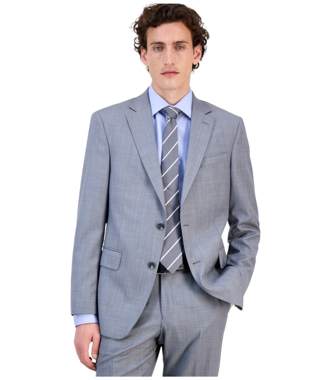 Charles Tyrwhitt Mens Classic fit Suit Jacket Blazer 44 S Mid Grey Solid Stretch 11390₽