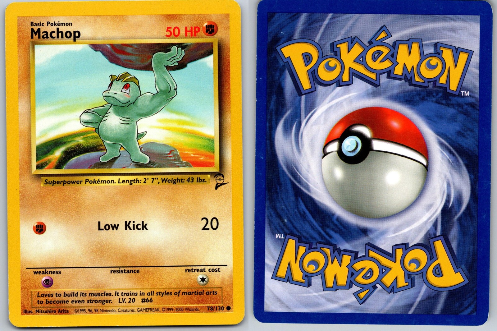 MACHOP POKEMON BASE SET 2 78/130 COMMON MP