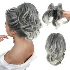 Claw Clip Short Ponytail Hair Extensions DIY Bendable Metals C-Salt and PepperCl