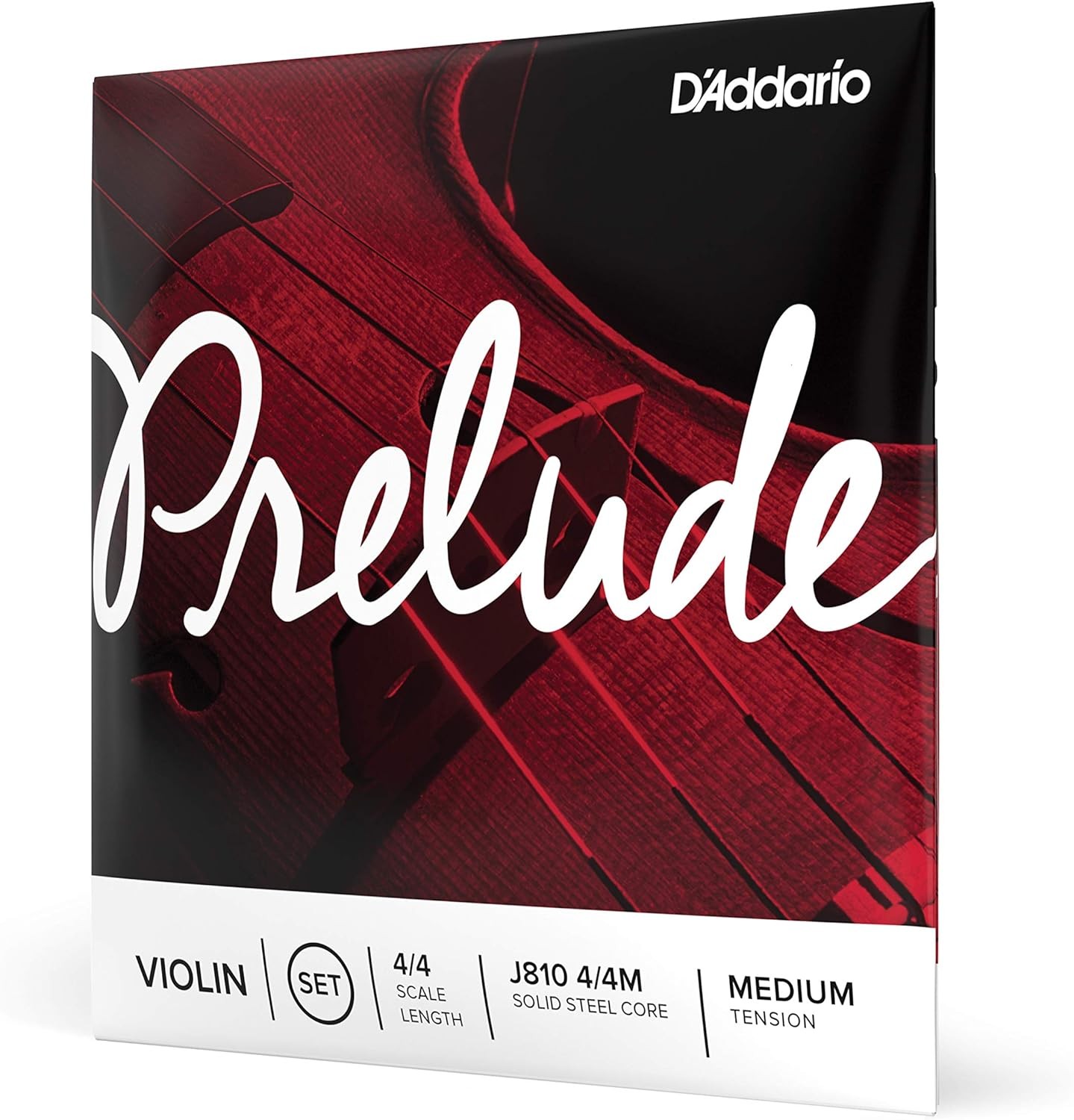 D’Addario Prelude Violin String Set, 4/4 Scale Medium Tension – Solid Steel
