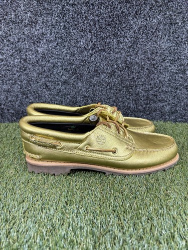 Timberland Women’s Size 9 Gold Leather Boat Shoes Noreen 3 Eye Metallic A5NDV - Picture 5 of 9