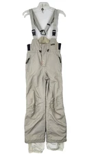 Vintage Napapijri Geographic Suspenders Bib Pants Size M Beige Snowboard #2152