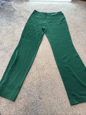Alice & Olivia Green Satin Wide Leg Trousers sz 8 flat front dress pants