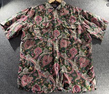 Vintage Polo Ralph Lauren Silk Shirt Mens M Paisley Camp Loop Collar Made In USA