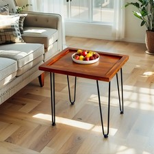 Großer Couchtisch aus Mahagoni mit Blattmuster, Couchtisch, lackierte Eisenbeine