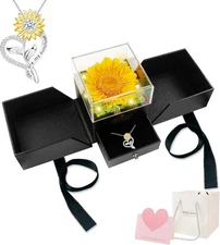 Sereney Preserved Sunflower Gifts for Women, You are My Sunshine Necklace as... 