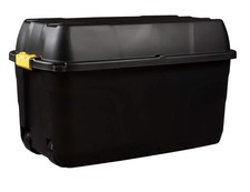 175L Heavy Duty Plastic Storage Box with Wheels and Lid – Black