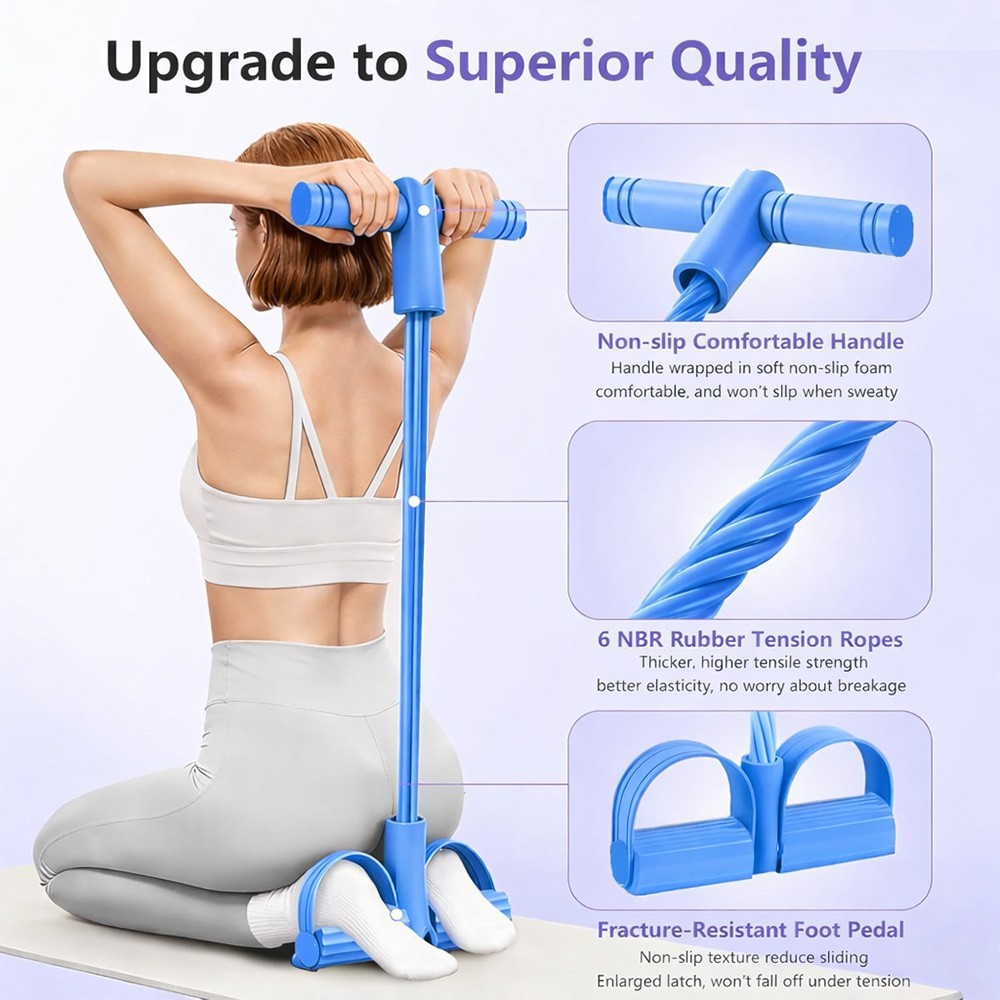 Bandes De Résistance 2 En 1 Avec Pédales – 4 Tubes élastiques, Poignées Mousse, Antidérapant – Pour Abdos, Jambes, Fessiers