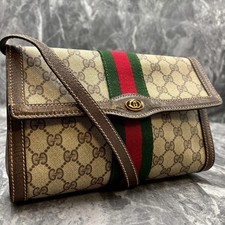 GUCCI GG Sherry Line Shoulder Bag Beige Logo Gold Hardware From Japan