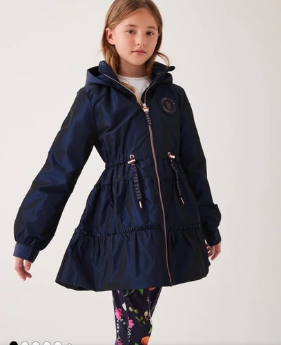 Baker by Ted Baker Navy Shower Resistant Frill coat Age 13 - Picture 11 of 16