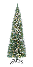6ft Pre-lit Artificial Christmas Tree Frosted Pencil Slim  Stand