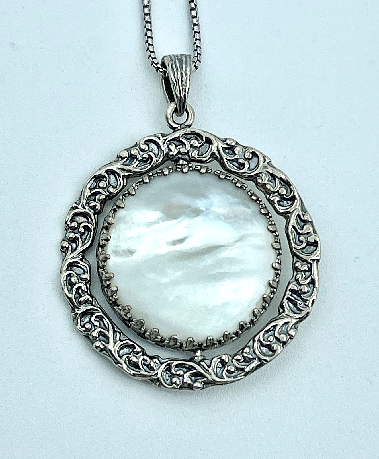 Rare! Vintage Silpada Sterling MOP + Abalone Shell Reversible Pendant Necklace image 7
