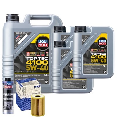 Motoröl 5W40 LIQUI MOLY Top Tec 4100 8L+MAHLE Ölfilter +Spülung
