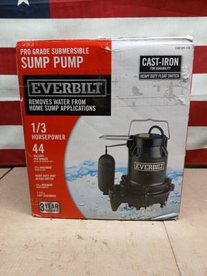 #ad Everbilt 1 3 HP Cast Iron Submersible Sump Pump HDS30 NEW OB $99.99