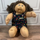 VTG Cabbage Patch Kids Doll 1978-1982 Brown Hair Brown Eyes Floral Overalls