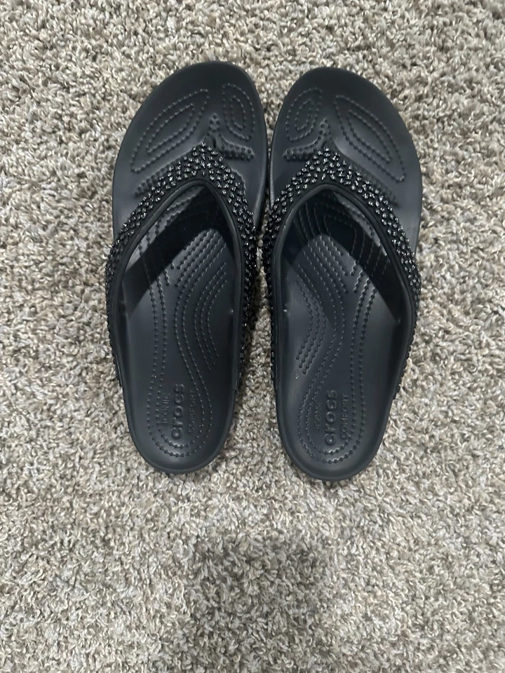 Chanclas Crocs Iconic Comfort negras usadas una vez talla W 9 para mujer” Foto 2 de 4