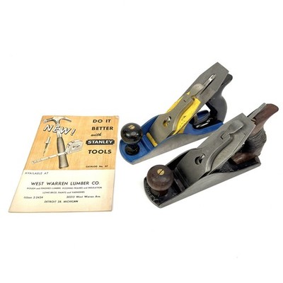 1956 Stanley Tools Catalog & 2 Stanley Wood Planes Two-Tone & Bailey No 4