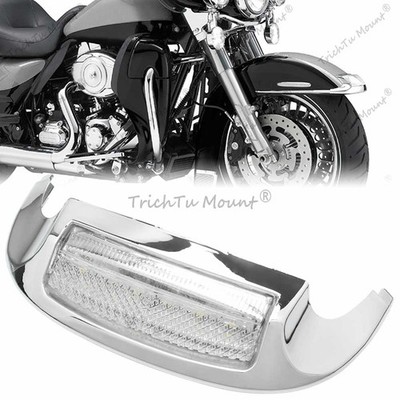 LED Front Fender Tip Light Clear Lens For Harley Electra Tri Glide Classic FLHTC