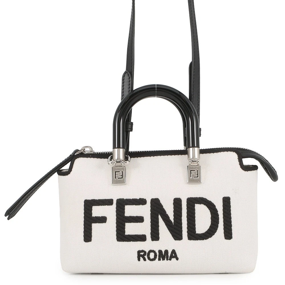 Fendi — FENDI By the Way Shoulder Bag Size Mini Canvas White/Black 8BS067