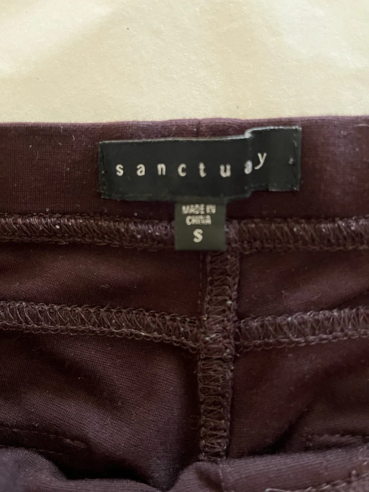 Pantalones Legging Sanctuary Pull On Ajustados Tejido Ponte Borgoña Talla S Retro Foto 2 de 4