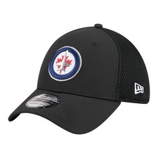 Men's New Era  Black Winnipeg Jets Logo 39THIRTY Flex Hat