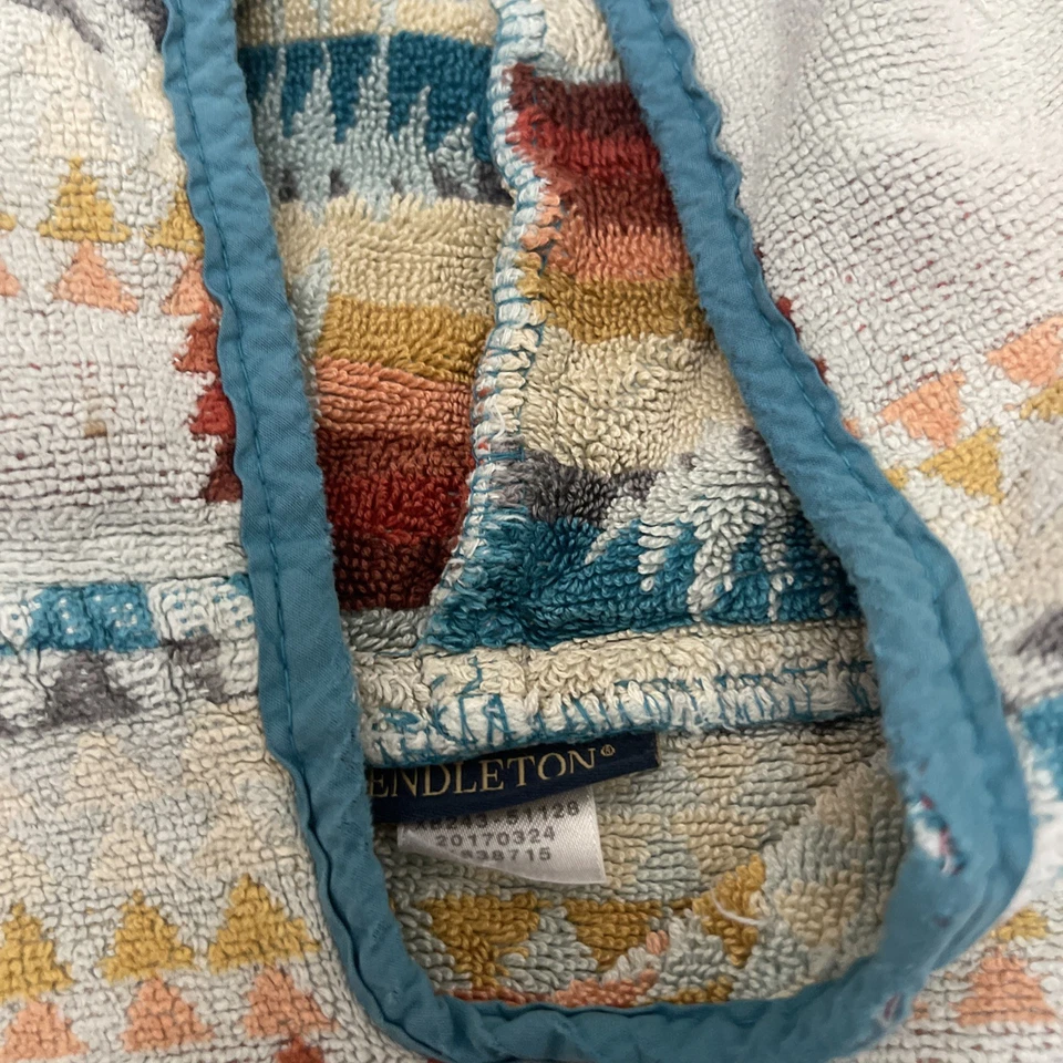 Poncho toalla con capucha Pendleton Chief Joseph Jacquard 22”x22,5” Aqua Azteca Foto 2 de 4