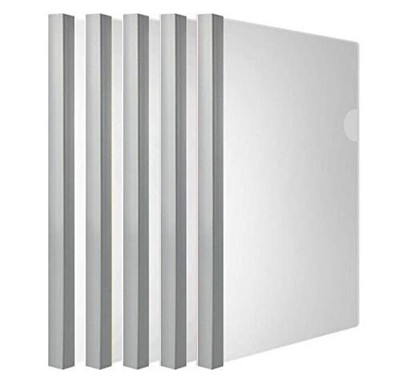 Clear Report Covers with Solid Color 14mm Sliding Bar 10 pcs, Solid-white