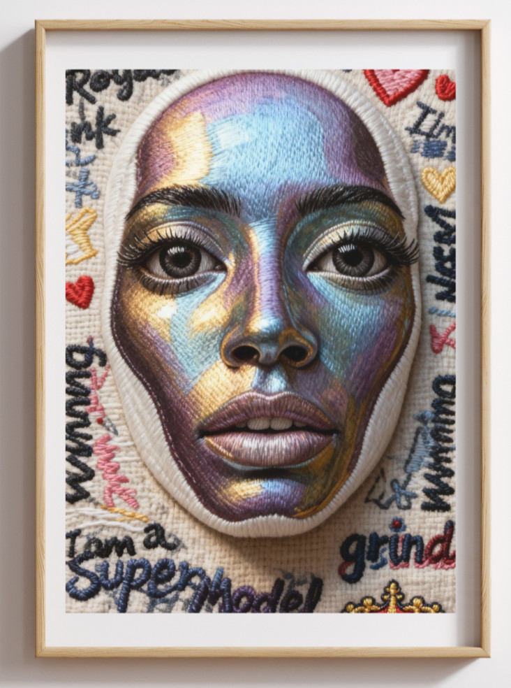 Royal Ink Smith Embroidery Mix Media Pop Art I'm a Supermodel 3D Print Wall Art