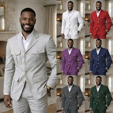 Vintage Men Safari Jackets With Four Pockets Formal Party Men Hunting Coat