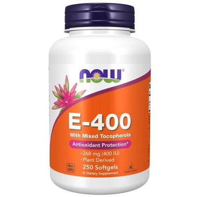NOW FOODS, VITAMIN E-400 400IU Mixed Tocopherols 250 Weichkapseln SUPER PREIS