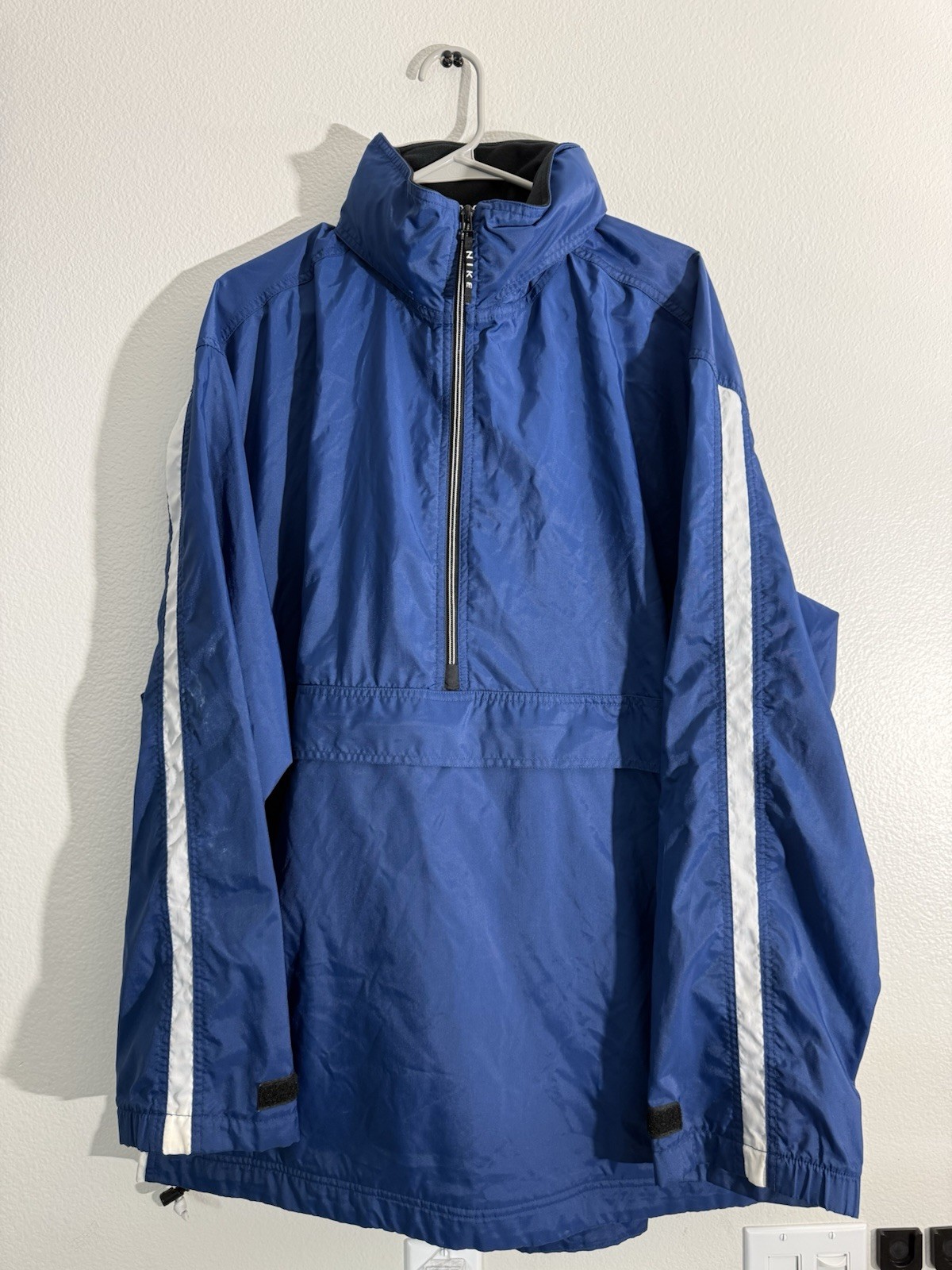 SACAI X NIKE Giacca a vento Nike uomo blu mezza zip con cappuccio nascosto taglia XL