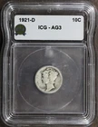 1921-D (AG03) Mercury Dime 10C ICG - KEY DATE