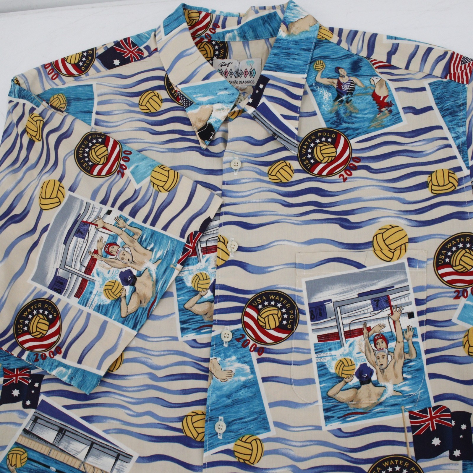 Vintage Reyn Spooner Shirt Mens XL Cotton USA Water Polo 2000 olympics Button Up