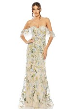 Mac Duggal 50713 Sz 16 Beige Floral Off The Shoulders Mermaid Gown $698