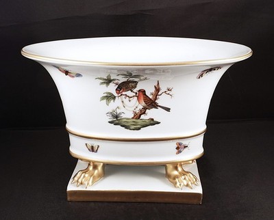 Herend Porcelain Claw Footed Hand Painted Rothschild Birds Urn Cachepot 6455/RO