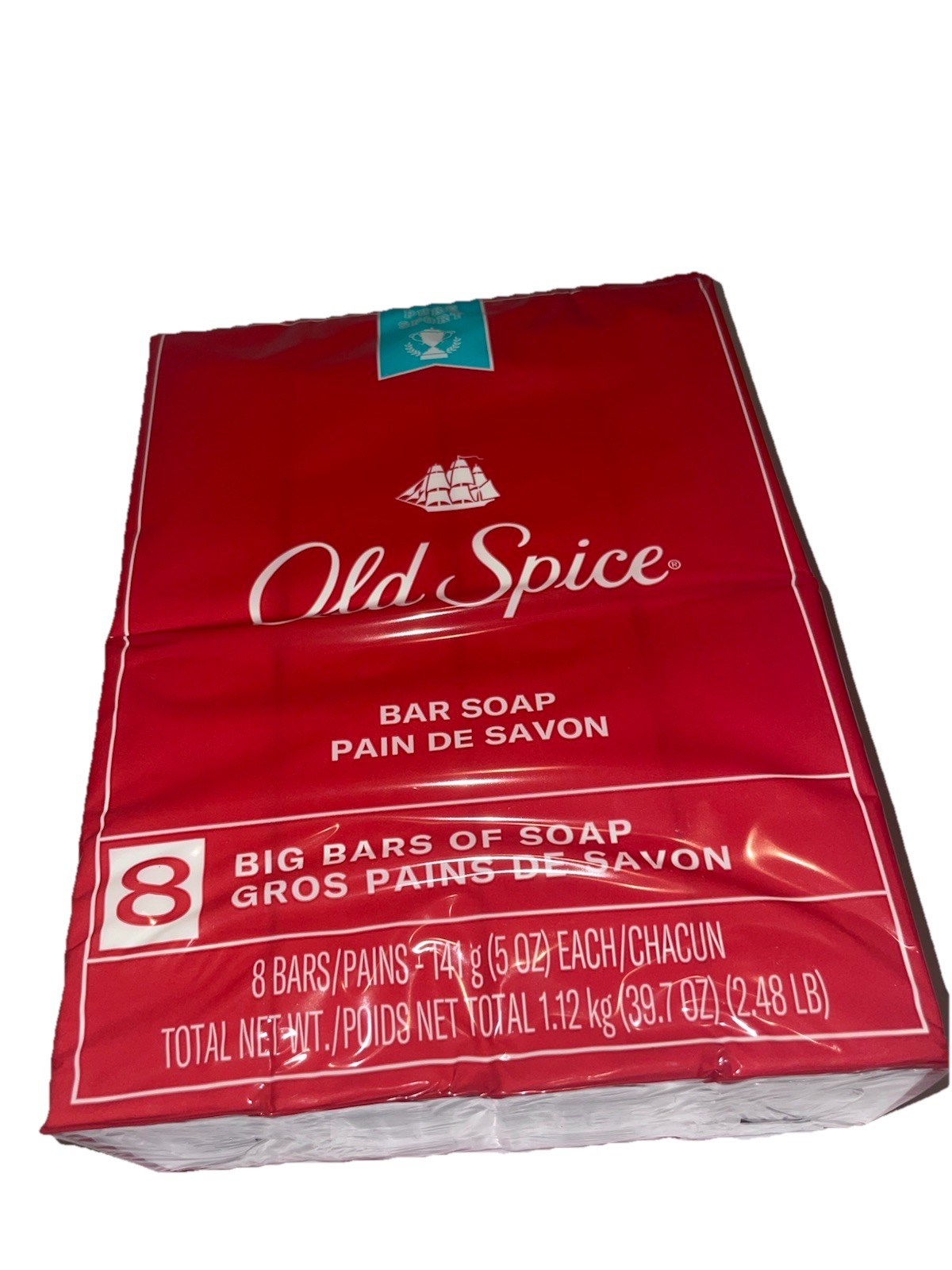 Old Spice Bar Soap Big Bars Pure Sport 8 Pack 5oz Each! Mens New Sealed ...