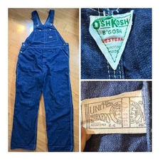 Oshkosh Vintage Overalls Sta-Blu Vestbak  USA Union Made Sanforized MEN XXL