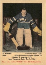 1993-94 Parkhurst Parkie Reprints Case Inserts Al Rollins Toronto Maple Leafs