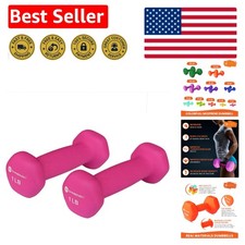 Pair of Non-Slip Neoprene Dumbbells - Set of 2 1lb Each for Home Workouts