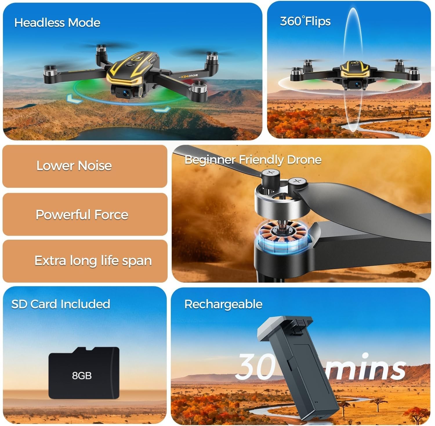 FPV Drone with Camera 4K for Adults,Big Screen on Remote Controller,2 pcs Bat...