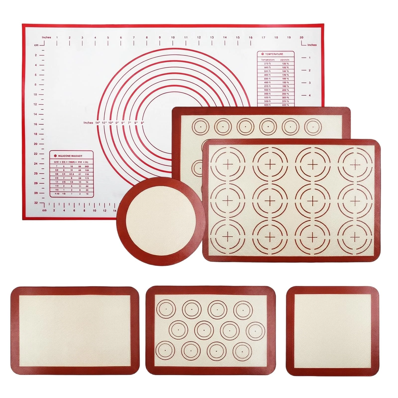 Non-stick Silicone Baking Mat Set of 7, Large Baking Silicone Mat Oven Liner ...