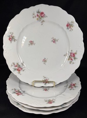 Vintage Antique Lot Of 4 O&EG ROYAL AUSTRIA Dinner Plates 9.5  Pink Roses