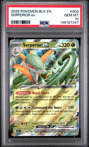 2025 POKEMON BLK EN-BLACK BOLT #003 SERPERIOR EX PSA 10