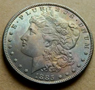 🌈BU.1885-p $1 Morgan Silver Dollar🌈Rainbow naturally toned.