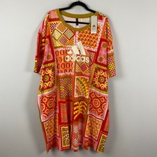 Adidas x Farm Rio Crew Neck Short Sleeve Slim Dress Womens 4X Multicolor