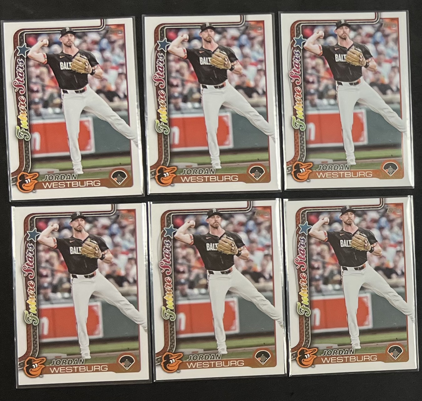 Jordan Westburg 2025 Topps Series 1 Future Stars Lot of 6 Cards - Baltimore Orioles Rookie