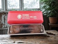 Vintage Hohner Golden Melody No. 542 Harmonica Key of G 10 Hole Instrument