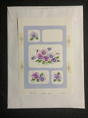 HAPPY EASTER Purple & Violet Flowers 5-Panels 6.5x9'' Greeting Card Art #6533