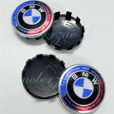 4x 56mm BMW 50 Jahre M Embleme Nabenkappen Felgendeckel Schwarz Nabenabdecku Neu