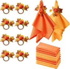 Fall Napkins, Napkins Set Lifelike Pumpkin leaves, As the Picture Shown 